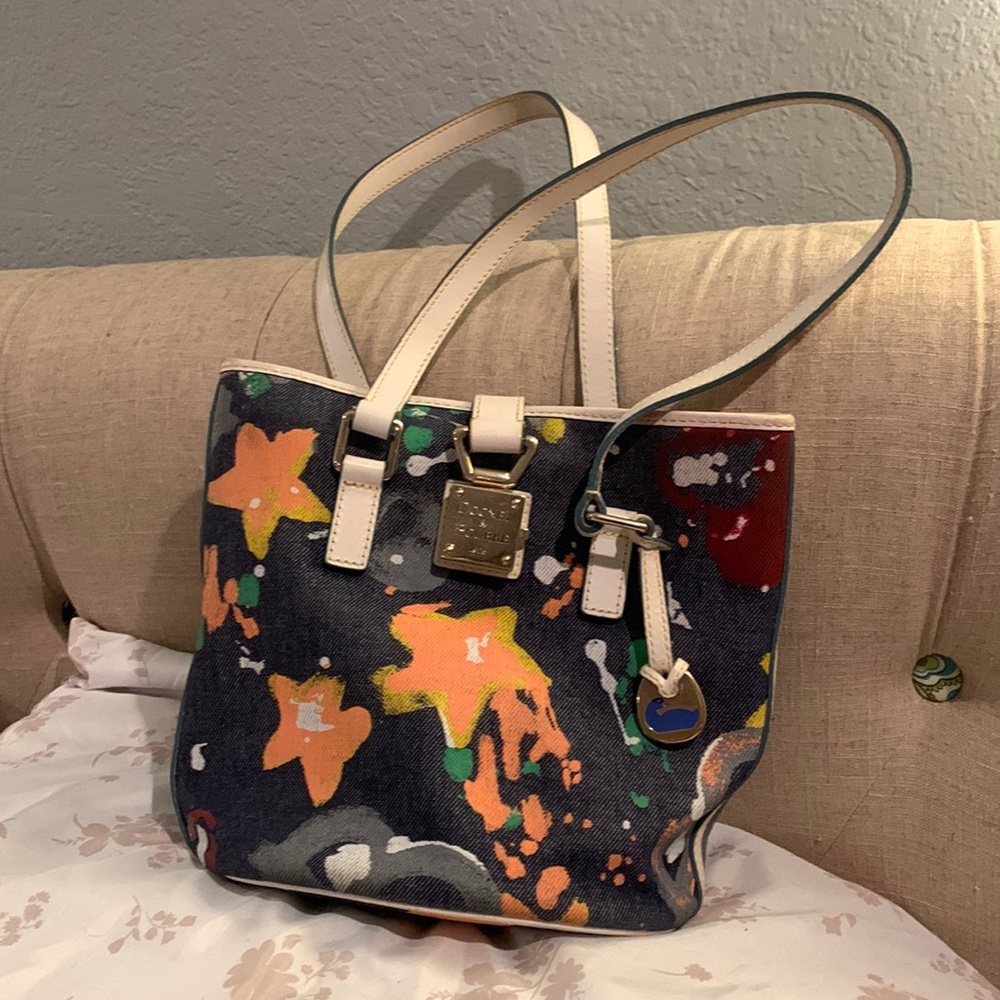 Dooney & Burke paint splash bucket purse